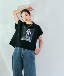 W:Huku | コスモ プリント フレンチ スリーブ Tシャツ(Tシャツ/カットソー)