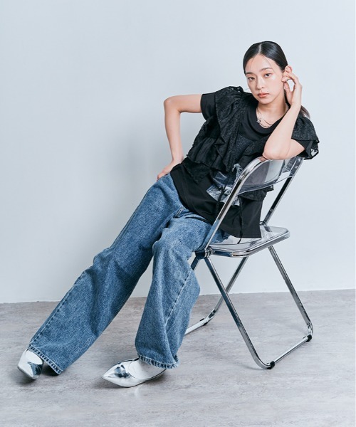 W:Huku(フーク)の「コスモ プリント フレンチ スリーブ Tシャツ(Tシャツ/カットソー・レディース・ブラック/オフホワイト・FREE)」の16枚目の写真