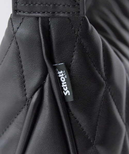 schott(ショット)の「Schott/ショット PADDED BANANA BAG パデッドバナナバッグ ショルダーバッグ 斜めがけバッグ 牛革 本革 レザー ダイヤ キルティング メンズ 2026年 夏 夏服(ショルダーバッグ・メンズ・ブラック・FREE)」の10枚目の写真