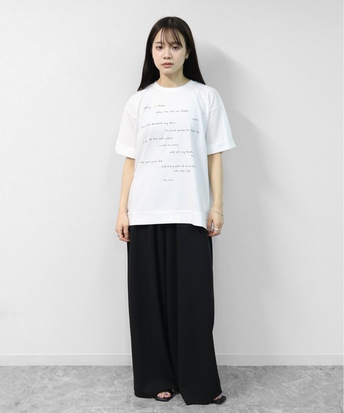 THE CELL.(ザセルドット)の「接触冷感ドライタッチコットン ロールアップオーバーサイズ ロゴTシャツ(Tシャツ/カットソー・レディース・ピンク/ブラック/チャコールグレー/オフホワイト・FREE)」の6枚目の写真