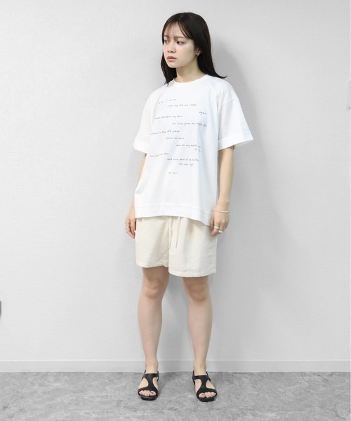 THE CELL.(ザセルドット)の「接触冷感ドライタッチコットン ロールアップオーバーサイズ ロゴTシャツ(Tシャツ/カットソー・レディース・ピンク/ブラック/チャコールグレー/オフホワイト・FREE)」の10枚目の写真