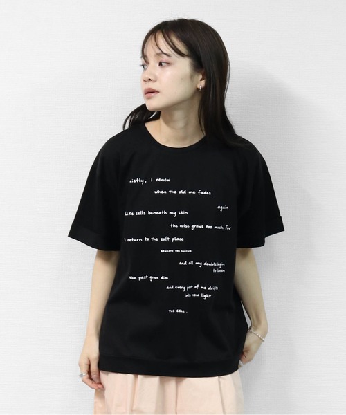 THE CELL.(ザセルドット)の「接触冷感ドライタッチコットン ロールアップオーバーサイズ ロゴTシャツ(Tシャツ/カットソー・レディース・ピンク/ブラック/チャコールグレー/オフホワイト・FREE)」の11枚目の写真