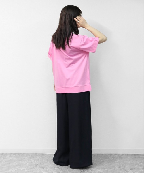 THE CELL.(ザセルドット)の「接触冷感ドライタッチコットン ロールアップオーバーサイズ ロゴTシャツ(Tシャツ/カットソー・レディース・ピンク/ブラック/チャコールグレー/オフホワイト・FREE)」の21枚目の写真