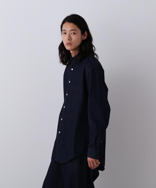 Y(ワイ)の「Y / ORGANIC COTTON LIGHT DENIM SHIRT(シャツ/ブラウス・メンズ・ホワイト/ネイビー・MEDIUM/LARGE/SMALL)」の14枚目の写真