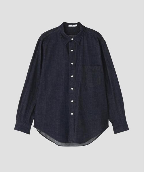 Y(ワイ)の「Y / ORGANIC COTTON LIGHT DENIM SHIRT(シャツ/ブラウス・メンズ・ホワイト/ネイビー・MEDIUM/LARGE/SMALL)」の18枚目の写真