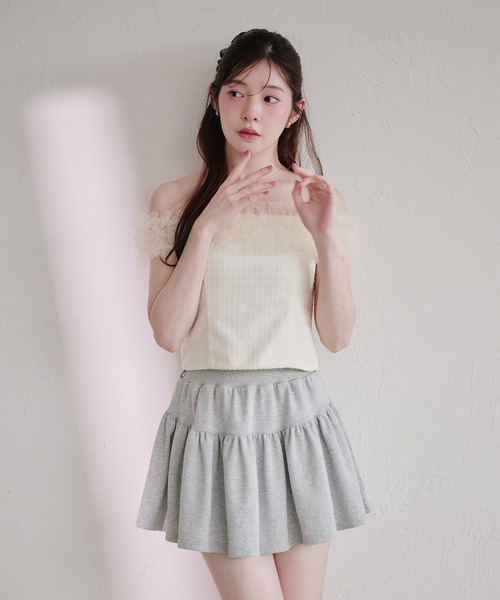 fupel（フぺル）の「tulle tweed tops / チュールツイードトップス（シャツ/ブラウス・レディース・ピンク/ブラック/アイボリー・FREE）」の5枚目の写真