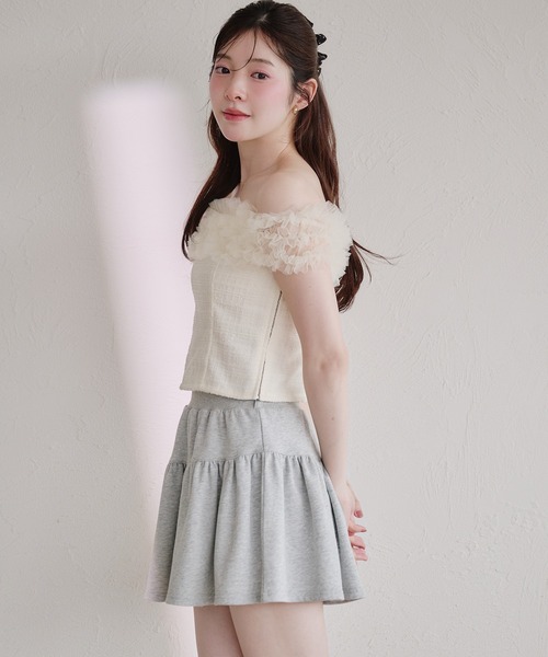 fupel（フぺル）の「tulle tweed tops / チュールツイードトップス（シャツ/ブラウス・レディース・ピンク/ブラック/アイボリー・FREE）」の6枚目の写真