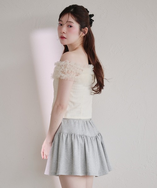 fupel（フぺル）の「tulle tweed tops / チュールツイードトップス（シャツ/ブラウス・レディース・ピンク/ブラック/アイボリー・FREE）」の14枚目の写真