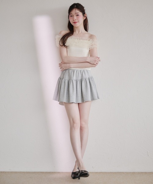 fupel（フぺル）の「tulle tweed tops / チュールツイードトップス（シャツ/ブラウス・レディース・ピンク/ブラック/アイボリー・FREE）」の15枚目の写真