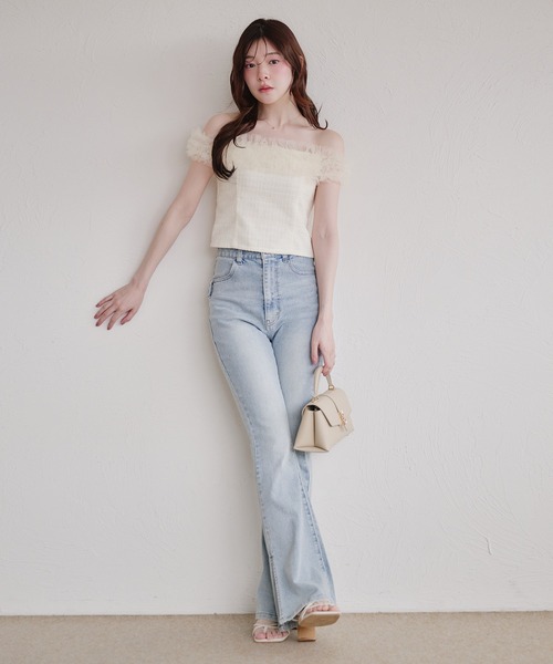 fupel（フぺル）の「tulle tweed tops / チュールツイードトップス（シャツ/ブラウス・レディース・ピンク/ブラック/アイボリー・FREE）」の8枚目の写真
