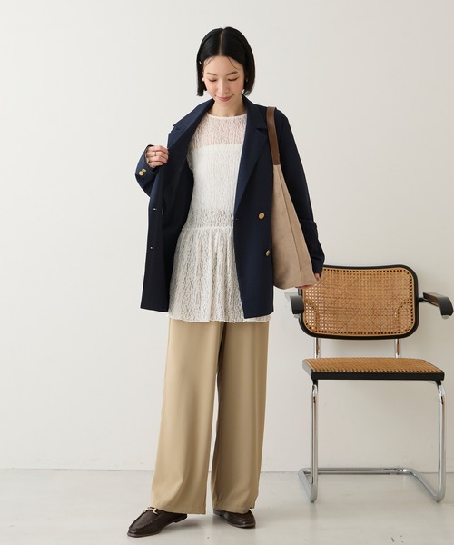 Aunely(オーネリー)の「【Aunely】華やぐシアーアソートレースペプラム プルオーバー<YOSOOIシリーズ>(Tシャツ/カットソー・レディース・オフホワイト/ピンク/アイボリー/ブラウン/ライトブルー/ブラック・L/M)」の11枚目の写真
