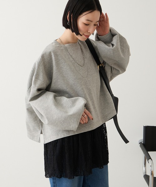 Aunely(オーネリー)の「【Aunely】華やぐシアーアソートレースペプラム プルオーバー<YOSOOIシリーズ>(Tシャツ/カットソー・レディース・オフホワイト/ピンク/アイボリー/ブラウン/ライトブルー/ブラック・L/M)」の19枚目の写真