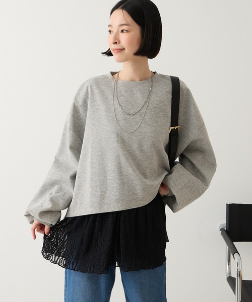 Aunely(オーネリー)の「【Aunely】華やぐシアーアソートレースペプラム プルオーバー<YOSOOIシリーズ>(Tシャツ/カットソー・レディース・オフホワイト/ピンク/アイボリー/ブラウン/ライトブルー/ブラック・L/M)」の20枚目の写真