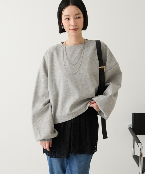 Aunely(オーネリー)の「【Aunely】華やぐシアーアソートレースペプラム プルオーバー<YOSOOIシリーズ>(Tシャツ/カットソー・レディース・オフホワイト/ピンク/アイボリー/ブラウン/ライトブルー/ブラック・L/M)」の21枚目の写真