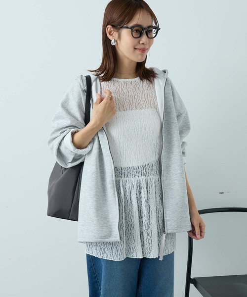 Aunely(オーネリー)の「【Aunely】華やぐシアーアソートレースペプラム プルオーバー<YOSOOIシリーズ>(Tシャツ/カットソー・レディース・オフホワイト/ピンク/アイボリー/ブラウン/ライトブルー/ブラック・L/M)」の16枚目の写真
