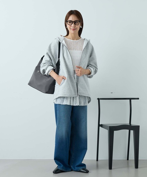 Aunely(オーネリー)の「【Aunely】華やぐシアーアソートレースペプラム プルオーバー<YOSOOIシリーズ>(Tシャツ/カットソー・レディース・オフホワイト/ピンク/アイボリー/ブラウン/ライトブルー/ブラック・L/M)」の13枚目の写真