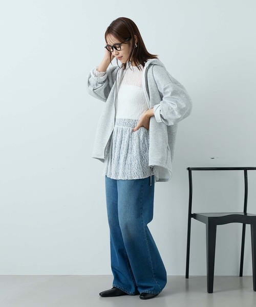 Aunely(オーネリー)の「【Aunely】華やぐシアーアソートレースペプラム プルオーバー<YOSOOIシリーズ>(Tシャツ/カットソー・レディース・オフホワイト/ピンク/アイボリー/ブラウン/ライトブルー/ブラック・L/M)」の15枚目の写真