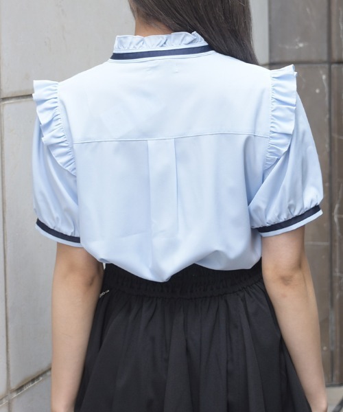 axes femme(アクシーズファム)の「タイセットピンタックBL(シャツ/ブラウス・レディース・サックスブルー/ホワイト/ブラック・MEDIUM)」の8枚目の写真