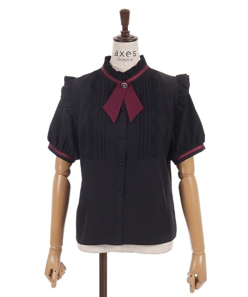 axes femme(アクシーズファム)の「タイセットピンタックBL(シャツ/ブラウス・レディース・サックスブルー/ホワイト/ブラック・MEDIUM)」の15枚目の写真