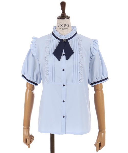 axes femme(アクシーズファム)の「タイセットピンタックBL(シャツ/ブラウス・レディース・サックスブルー/ホワイト/ブラック・MEDIUM)」の22枚目の写真
