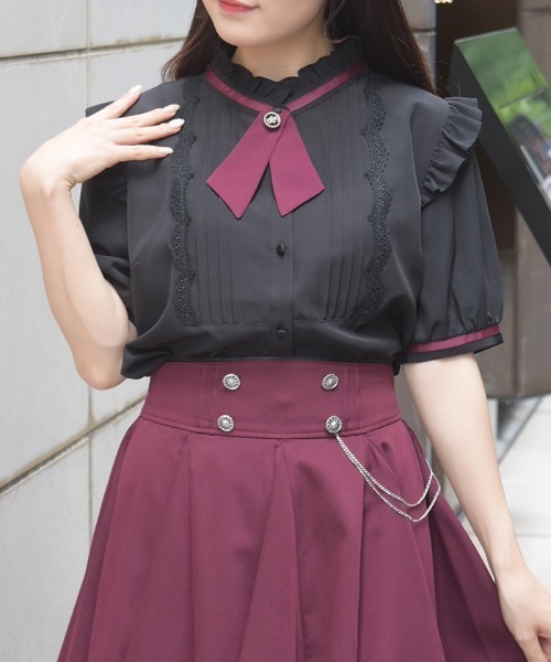 axes femme(アクシーズファム)の「タイセットピンタックBL(シャツ/ブラウス・レディース・サックスブルー/ホワイト/ブラック・MEDIUM)」の12枚目の写真