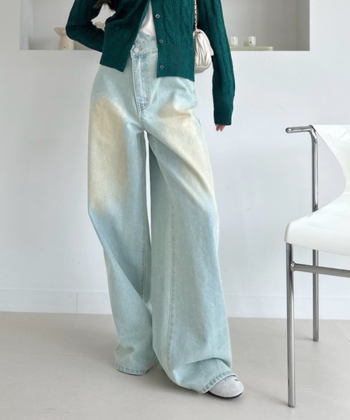 Ada.（エイダ）の「ウエストアシメ デニム ワイド パンツ（デニムパンツ・レディース・ブルー/ブラック/ライトブルー・SMALL/MEDIUM）」の4枚目の写真