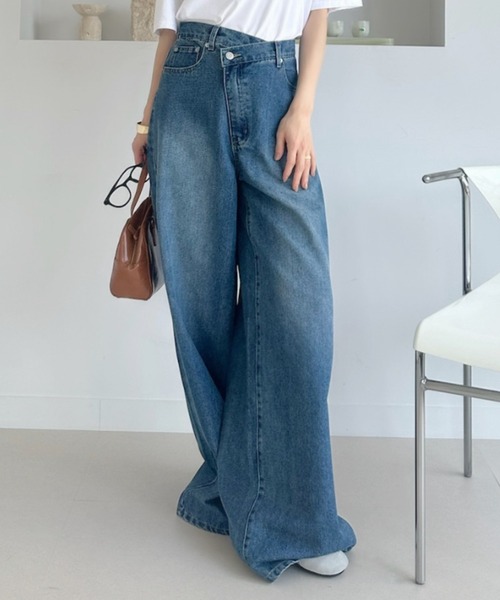 Ada.（エイダ）の「ウエストアシメ デニム ワイド パンツ（デニムパンツ・レディース・ブルー/ブラック/ライトブルー・SMALL/MEDIUM）」の8枚目の写真