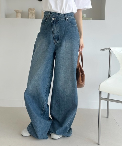 Ada.（エイダ）の「ウエストアシメ デニム ワイド パンツ（デニムパンツ・レディース・ブルー/ブラック/ライトブルー・SMALL/MEDIUM）」の10枚目の写真