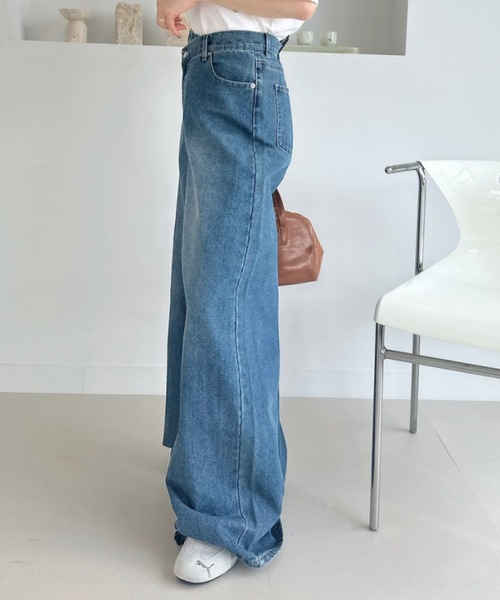 Ada.（エイダ）の「ウエストアシメ デニム ワイド パンツ（デニムパンツ・レディース・ブルー/ブラック/ライトブルー・SMALL/MEDIUM）」の9枚目の写真