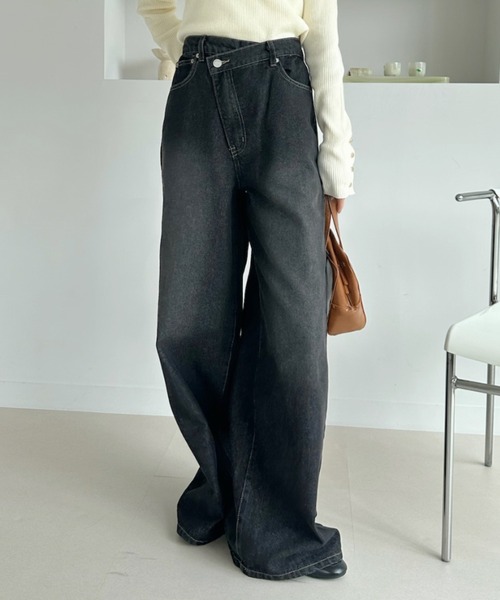 Ada.（エイダ）の「ウエストアシメ デニム ワイド パンツ（デニムパンツ・レディース・ブルー/ブラック/ライトブルー・SMALL/MEDIUM）」の14枚目の写真