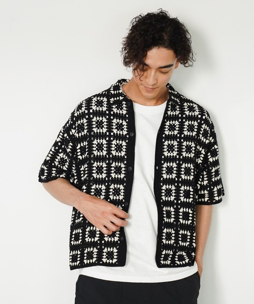 BAYFLOW(ベイフロー)の「クロシェシャツ(シャツ/ブラウス・メンズ・ブラック/ベージュ/ネイビー・FREE)」の1枚目の写真