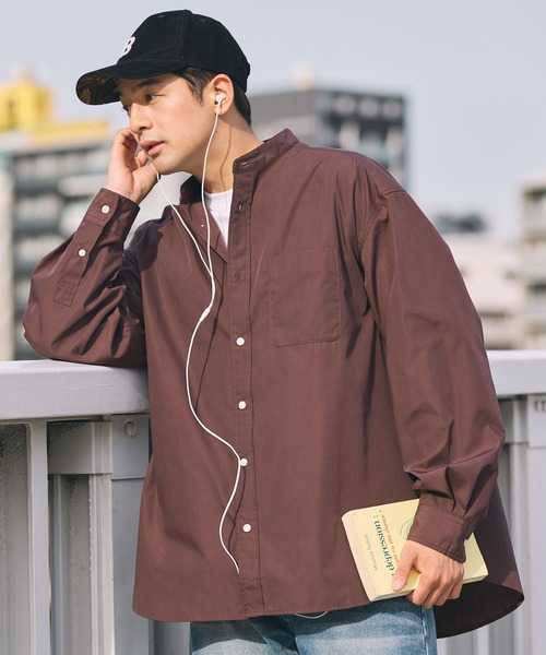 THE CRAFT CREW PRODUCTS(ザクラフトクループロダクツ)の「【MULTI FUNCTIONALシリーズ】オーバーサイズ バンドカラー 長袖シャツ / 抗菌防臭・イージーケア【THE CRAFT CREW PRODUCTS】(シャツ/ブラウス・メンズ・ブラック系/サックスブルー/ダークブラウン/オフホワイト/チャコール/グレー系/ブルー系・S/M/L)」の6枚目の写真