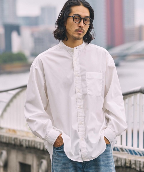 THE CRAFT CREW PRODUCTS(ザクラフトクループロダクツ)の「【MULTI FUNCTIONALシリーズ】オーバーサイズ バンドカラー 長袖シャツ / 抗菌防臭・イージーケア【THE CRAFT CREW PRODUCTS】(シャツ/ブラウス・メンズ・ブラック系/サックスブルー/ダークブラウン/オフホワイト/チャコール/グレー系/ブルー系・S/M/L)」の8枚目の写真