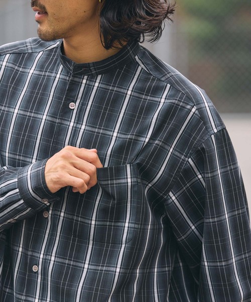 THE CRAFT CREW PRODUCTS(ザクラフトクループロダクツ)の「【MULTI FUNCTIONALシリーズ】オーバーサイズ バンドカラー 長袖シャツ / 抗菌防臭・イージーケア【THE CRAFT CREW PRODUCTS】(シャツ/ブラウス・メンズ・ブラック系/サックスブルー/ダークブラウン/オフホワイト/チャコール/グレー系/ブルー系・S/M/L)」の18枚目の写真