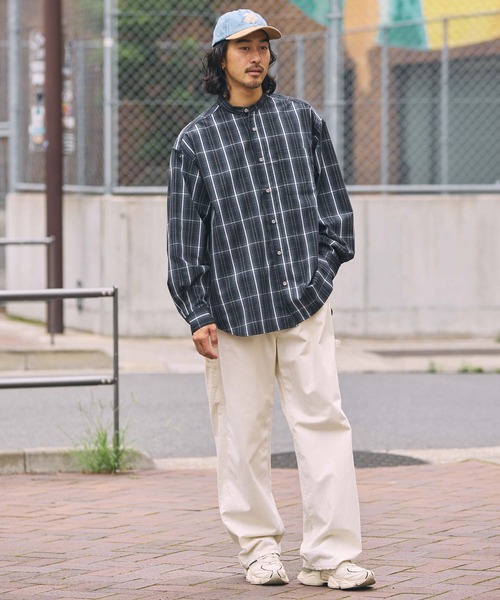 THE CRAFT CREW PRODUCTS(ザクラフトクループロダクツ)の「【MULTI FUNCTIONALシリーズ】オーバーサイズ バンドカラー 長袖シャツ / 抗菌防臭・イージーケア【THE CRAFT CREW PRODUCTS】(シャツ/ブラウス・メンズ・ブラック系/サックスブルー/ダークブラウン/オフホワイト/チャコール/グレー系/ブルー系・S/M/L)」の19枚目の写真