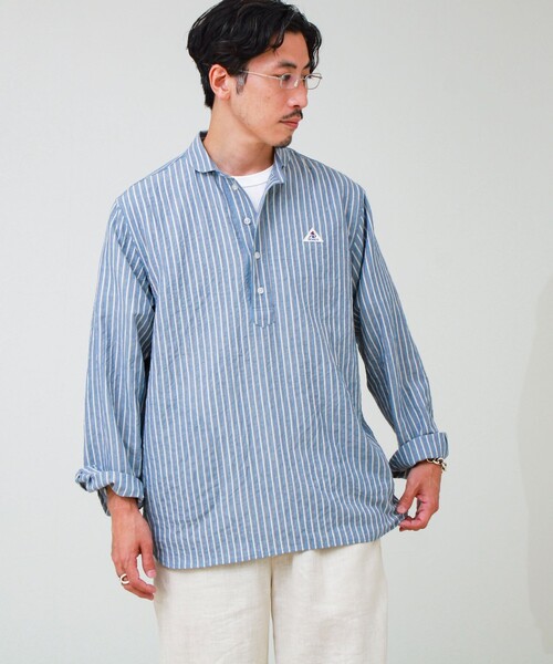 GEVACO(ゲバコ)の「【GEVACO/ゲバコ】丸襟プルオーバーシャツ(シャツ/ブラウス・メンズ・ベージュ/ネイビー・M/L)」の5枚目の写真