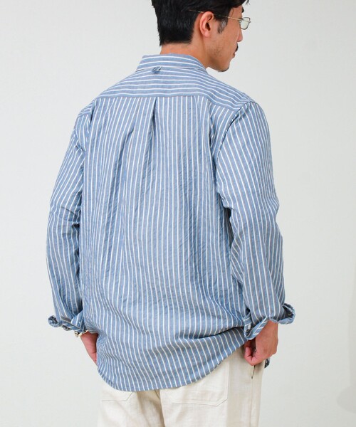 GEVACO(ゲバコ)の「【GEVACO/ゲバコ】丸襟プルオーバーシャツ(シャツ/ブラウス・メンズ・ベージュ/ネイビー・M/L)」の7枚目の写真