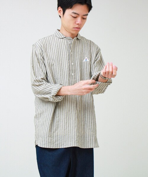 GEVACO(ゲバコ)の「【GEVACO/ゲバコ】丸襟プルオーバーシャツ(シャツ/ブラウス・メンズ・ベージュ/ネイビー・M/L)」の22枚目の写真