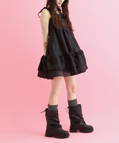 cs T&P(シーエスティーアンドピー)の「バックレースアップ×カバーブーツ(ブーツ・レディース・ブラック・LL/L/M/S)」の4枚目の写真