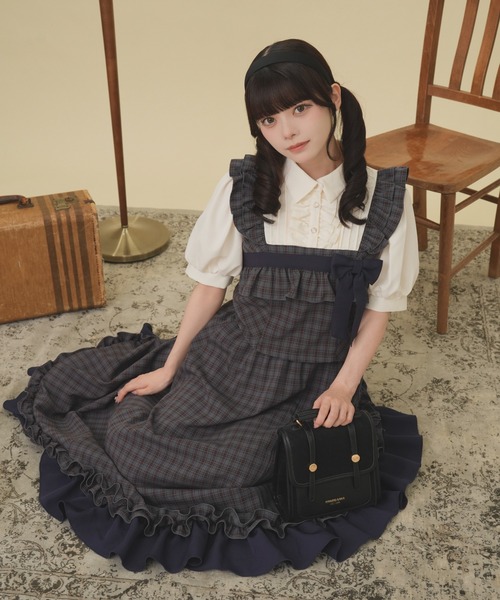 kutir（クティール）の「【クティールとレトロ】チェックドッキングリボンブラウス（シャツ/ブラウス・レディース・レッド/ブラウン/ブルー・FREE）」の9枚目の写真