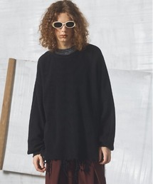 《UNISEX》Destructive Damage Prime-Over Long Sleeve Waffle T-Shirt/デストロイダメージプライムオーバーロングスリーブワッフルTシャツ【MAISON SPECIAL/メゾンスペシャル】