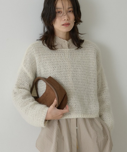 qualite(カリテ)の「シアーモヘアプルオーバー(ニット/セーター・レディース・オフホワイト/ベージュ/グレー・フリー)」の1枚目の写真