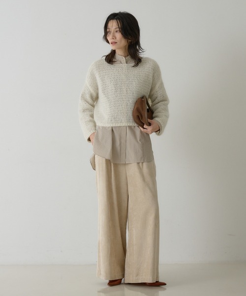 qualite(カリテ)の「シアーモヘアプルオーバー(ニット/セーター・レディース・オフホワイト/ベージュ/グレー・フリー)」の5枚目の写真
