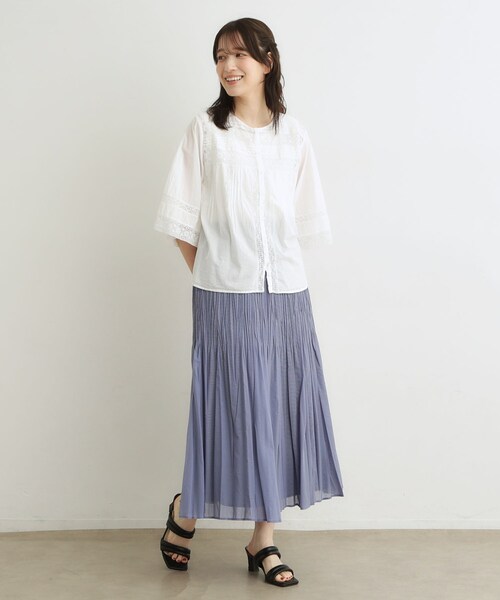 LAURA ASHLEY（ローラアシュレイ）の「【洗える／コットン100％】リバーレース テントスリーブブラウス（シャツ/ブラウス・レディース・ブラック/オフホワイト・38）」の15枚目の写真