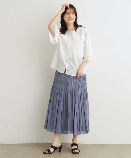 LAURA ASHLEY（ローラアシュレイ）の「【洗える／コットン100％】リバーレース テントスリーブブラウス（シャツ/ブラウス・レディース・ブラック/オフホワイト・38）」の16枚目の写真