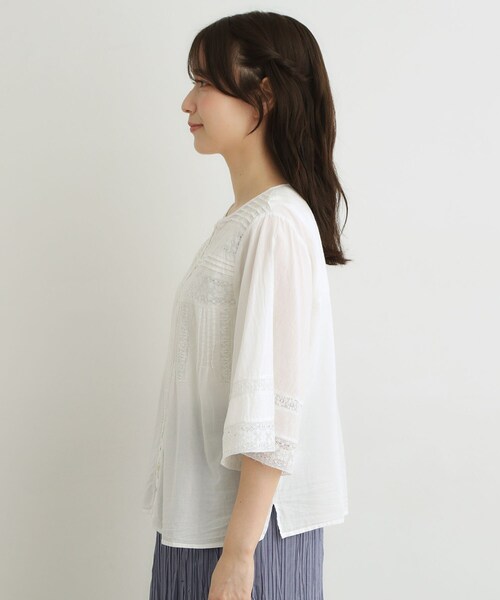 LAURA ASHLEY（ローラアシュレイ）の「【洗える／コットン100％】リバーレース テントスリーブブラウス（シャツ/ブラウス・レディース・ブラック/オフホワイト・38）」の13枚目の写真