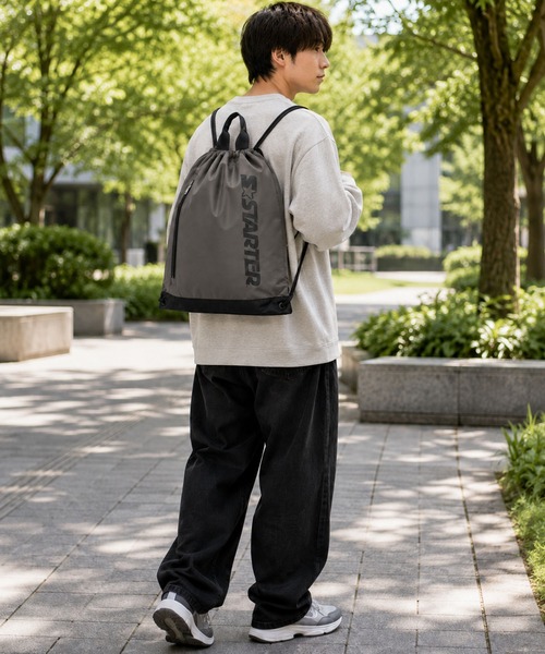 STARTER（スターター）の「【STARTER スターター】ナップサック 前面ファスナー  内ポケット付き 通学 部活 習い事（バックパック/リュック・メンズ・ブラック/ネイビー/グレー・FREE）」の20枚目の写真