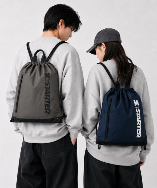 STARTER（スターター）の「【STARTER スターター】ナップサック 前面ファスナー  内ポケット付き 通学 部活 習い事（バックパック/リュック・メンズ・ブラック/ネイビー/グレー・FREE）」の15枚目の写真