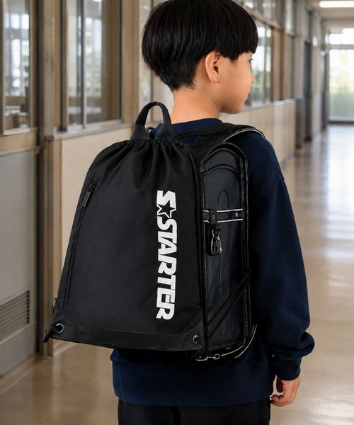 STARTER（スターター）の「【STARTER スターター】ナップサック 前面ファスナー  内ポケット付き 通学 部活 習い事（バックパック/リュック・メンズ・ブラック/ネイビー/グレー・FREE）」の18枚目の写真