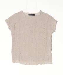 ポップコーンシャーリングプリントフレンチスリーブTシャツ